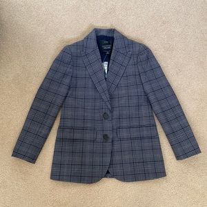 J.Crew Somerset Checked Blazer Italian Stretch Wool Gray 0P